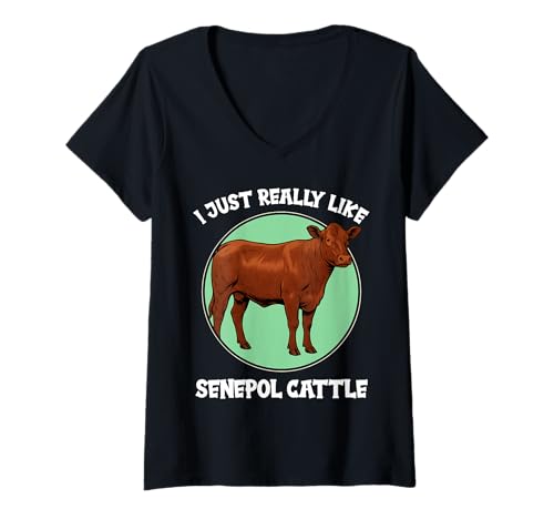 Damen Senepol-Rinder Senepol-Rind T-Shirt mit V-Ausschnitt von Senepol-Rinder Senepol-Rind Tier Shop