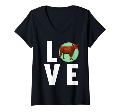 Damen Senepol-Rinder Senepol-Rind T-Shirt mit V-Ausschnitt von Senepol-Rinder Senepol-Rind Tier Shop