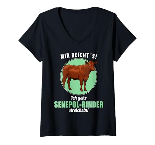 Damen Senepol-Rinder Senepol-Rind T-Shirt mit V-Ausschnitt Damen Senepol-Rinder Senepol-Rind T-Shirt mit V-Ausschnitt von Senepol-Rinder Senepol-Rind Tier Shop