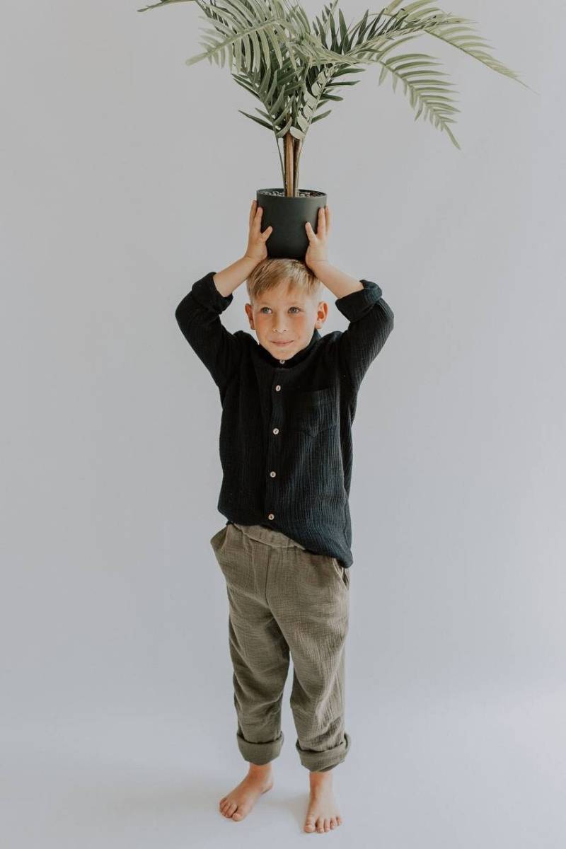 Bio Leinenhose, High Waisted Pants, Oversize Musselin Doppellagige Leinenhose, Handgemachte Kinder Sommer Kleidung Geschenk Für von SeneraWear