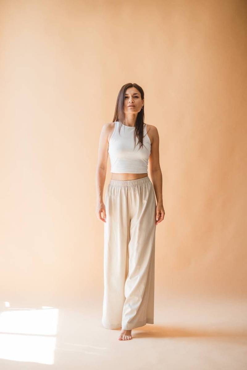 Muslin/Leinen Hose, Schwarze Leinen Jogger, Hose Von Freiem Schnitt Mit Gummiband, Minimal von SeneraWear