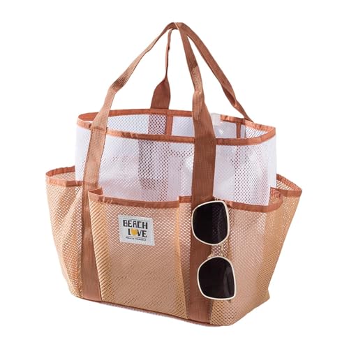 Senermter Mesh Strandtasche, Wiederverwendbare Einkaufstasche, Groß Multifunktionale Geräumige Damenmode Tragetasche für Reisen Sport Freizeit Urlaub von Senermter