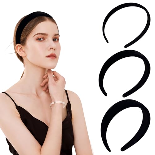 Elegante Samt-Stirnbänder, gepolstert, breit, rutschfest, dick, Haar-Accessoires für Damen und Mädchen, 3 Stück von Sengwer