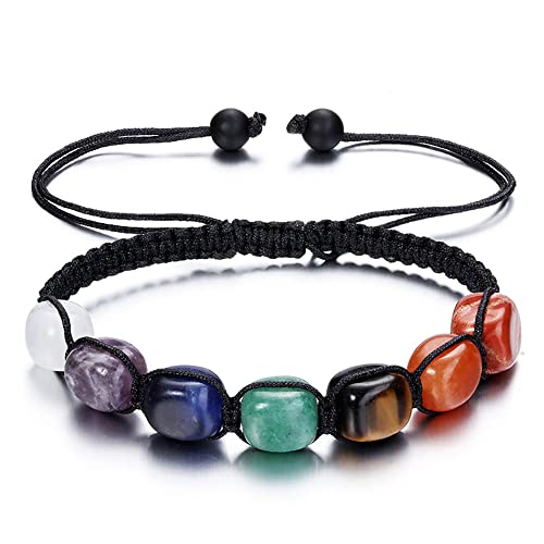 Senidea 7 Chakra Armband Edelstein Armbänder Natürliche Chakra Steine Yoga Armband Healing Reiki Energietherapie Glückbringen Edelstein für Damen Herren von Senidea