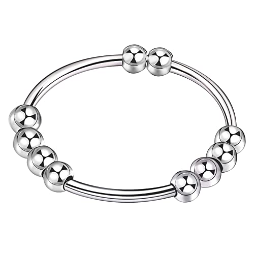 Senidea 925 Sterling Silber Anti Stress Angst Ringe, Fidget Anxiety Zappel Beads Ring, Stapelbare Spinner Ringe mit Perlen Band Ring für Damen Senidea 925 Sterling Silber Anti Stress Angst Ringe, Fidget Anxiety Zappel Beads Ring, Stapelbare Spinner Ringe mit Perlen Band Ring für Damen von Senidea