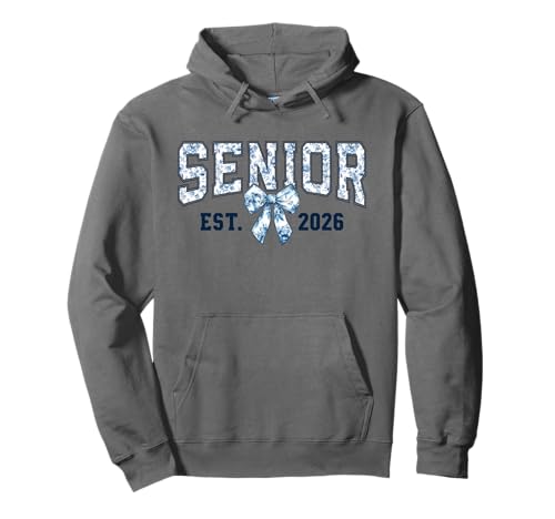 Senior Est 2026 Coquette Bow Blue Toile Floral Damen Mädchen 26 Pullover Hoodie von Senior 2026 Class of 2026 Preppy Girly Graduation