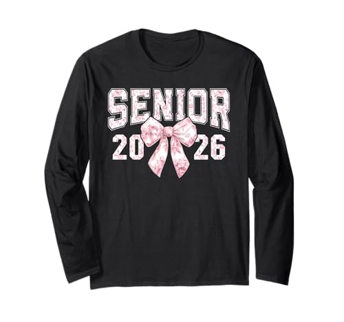 Klasse von 2026 Kokette Bogen High School Senior 26 Mädchen Frauen Langarmshirt von Senior 2026 Graduation 26 Grad Preppy Floral Toile