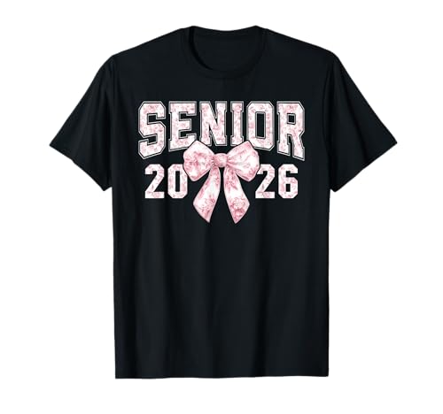 Klasse von 2026 Kokette Bogen High School Senior 26 Mädchen Frauen T-Shirt von Senior 2026 Graduation 26 Grad Preppy Floral Toile