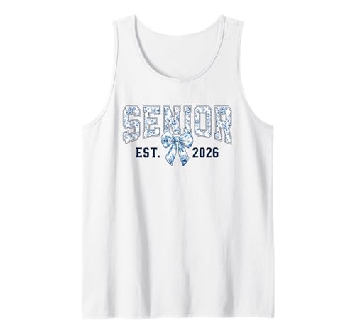 Class of 2026 Senior 26 Coquette Bow Toile Preppy Girly Girl Tank Top von Senior 2026 Graduation Coquette Bow Floral Women