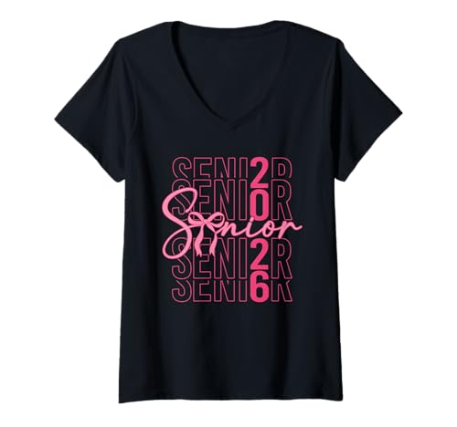 Damen Coquette Pink Bow Seniorenklasse 2026 Abschluss 2026 T-Shirt mit V-Ausschnitt von Senior 2026