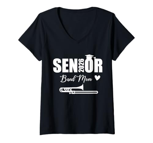 Damen Senior Band Mom 2026 Graduation Class of 2026 Posaune T-Shirt mit V-Ausschnitt Damen Senior Band Mom 2026 Graduation Class of 2026 Posaune T-Shirt mit V-Ausschnitt von Senior Band Mom 2026 Trombone Lover