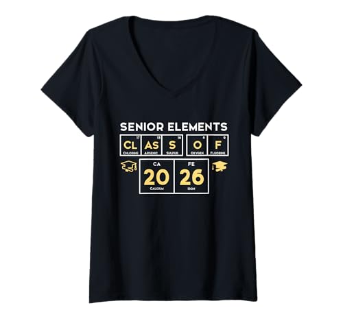 Damen Klasse von 2026 Senior Element Science Periode Tabelle T-Shirt mit V-Ausschnitt Damen Klasse von 2026 Senior Element Science Periode Tabelle T-Shirt mit V-Ausschnitt von Senior Class 2026 Graduate Science Chemistry