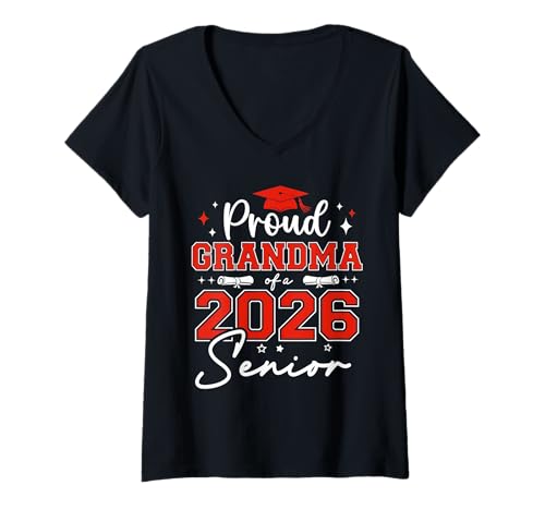 Damen Senior 2026 Stolze Oma Einer Senior-Absolventin von 2026 T-Shirt mit V-Ausschnitt Damen Senior 2026 Stolze Oma Einer Senior-Absolventin von 2026 T-Shirt mit V-Ausschnitt von Senior Class Of 2026 Proud Family