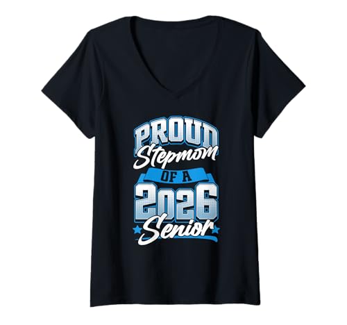 Damen Class of 2026 Senior Proud Stepmom Damen Lustige Senioren 2026 T-Shirt mit V-Ausschnitt von Senior Class of 2026 Designs