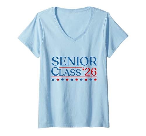 Damen Senior 2026 Klasse von 2026 Senioren Abschluss 2026 USA T-Shirt mit V-Ausschnitt Damen Senior 2026 Klasse von 2026 Senioren Abschluss 2026 USA T-Shirt mit V-Ausschnitt von Senior Class of 2026 Graduation Tees