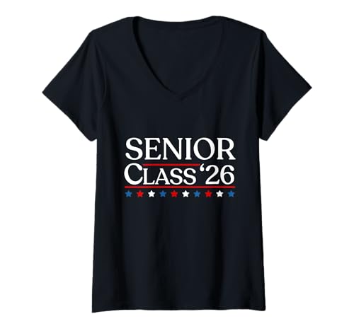 Damen Senior 2026 Klasse von 2026 Senioren Abschluss 2026 USA T-Shirt mit V-Ausschnitt von Senior Class of 2026 Graduation Tees