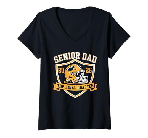 Damen Senior Football Dad Father Das letzte Quartal 2026 Spieltag T-Shirt mit V-Ausschnitt von Senior Dad Football Final Quarter 2026 Apparel