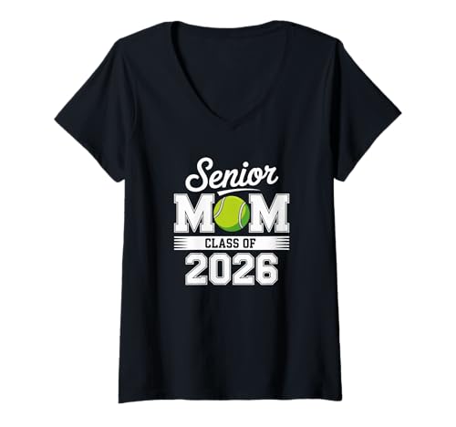 Damen Pride-Unterstützerin der Tennisklasse 2026 für ältere Mütter T-Shirt mit V-Ausschnitt von Senior Mom Tennis Class of 2026 Pride Club