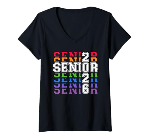 Damen Senior Senior 2026 Klassische Varsity Schriftzug Klasse T-Shirt mit V-Ausschnitt von Senior Senior 2026 Schule Stolz Abschlussfeier