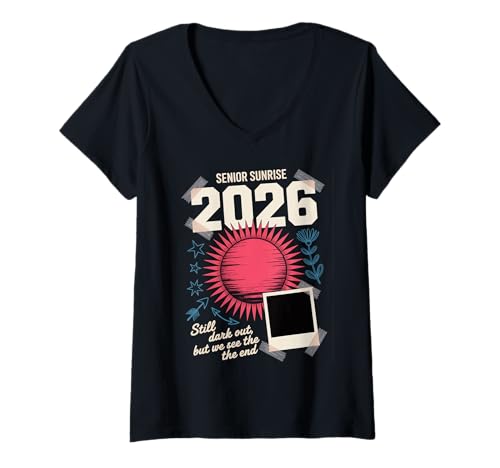 Damen Senior Sunrise 2026 Lustiges Zitat Klasse 2026 Abschluss T-Shirt mit V-Ausschnitt von Senior Year Vibes