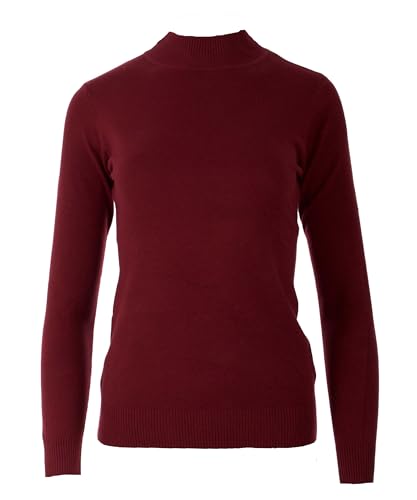 Seniorenmode24 Damen Senioren Oma Pullover Feintrick Strickpullover mit Stehkragen Schildkröten Kragen kuschelig weich ideal für Omas (DE/NL/SE/PL, Numerisch, 36, 38, Regular, Regular, Bordeauxrot) von Seniorenmode24