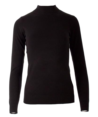 Seniorenmode24 Damen Senioren Oma Pullover Feintrick Strickpullover mit Stehkragen Schildkröten Kragen kuschelig weich ideal für Omas (DE/NL/SE/PL, Numerisch, 36, 38, Regular, Regular, schwarz) von Seniorenmode24