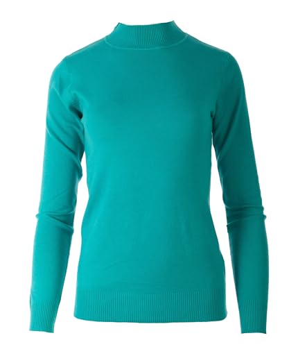 Seniorenmode24 Damen Senioren Oma Pullover Feintrick Strickpullover mit Stehkragen Schildkröten Kragen kuschelig weich ideal für Omas (DE/NL/SE/PL, Numerisch, 40, 42, Regular, Regular, Petrol) von Seniorenmode24