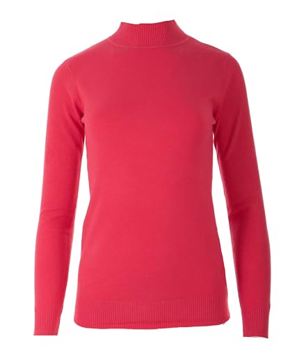 Seniorenmode24 Damen Senioren Oma Pullover Feintrick Strickpullover mit Stehkragen Schildkröten Kragen kuschelig weich ideal für Omas (DE/NL/SE/PL, Numerisch, 46, 48, Regular, Regular, Fuchsia) von Seniorenmode24