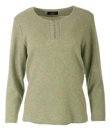 Seniorenmode24 Damen Senioren Oma Pullover Waffelstrick Strickpullover mit Reißverschluss ideal für Omas (DE/NL/SE/PL, Numerisch, 36, 38, Regular, Regular, Mint) von Seniorenmode24