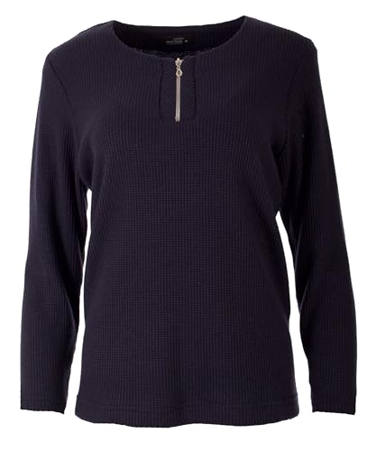 Seniorenmode24 Damen Senioren Oma Pullover Waffelstrick Strickpullover mit Reißverschluss ideal für Omas (DE/NL/SE/PL, Numerisch, 40, 42, Regular, Regular, dunkelblau) von Seniorenmode24