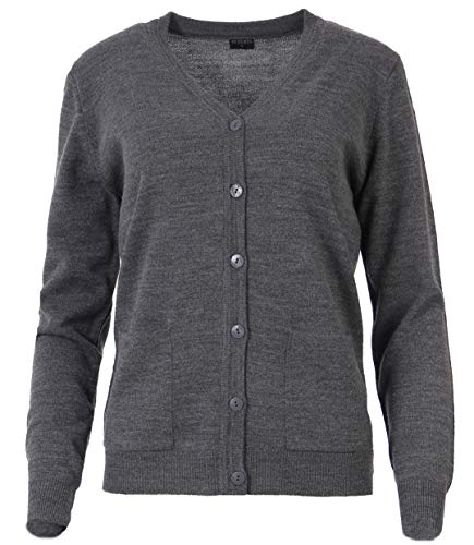 Seniorenmode24 Damen Senioren Oma Strickjacke Strickpullover mit Knöpfen kuschelig weich aus Baumwolle ideal für pflegebedürftige Omas (DE/NL/SE/PL, Numerisch, 40, 42, Regular, Regular, dunkelgrau) von Seniorenmode24