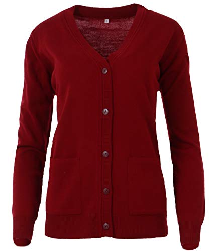 Seniorenmode24 Damen Senioren Oma Strickjacke Strickpullover mit Knöpfen kuschelig weich aus Baumwolle ideal für pflegebedürftige Omas (DE/NL/SE/PL, Numerisch, 44, 46, Regular, Regular, Bordeauxrot) von Seniorenmode24