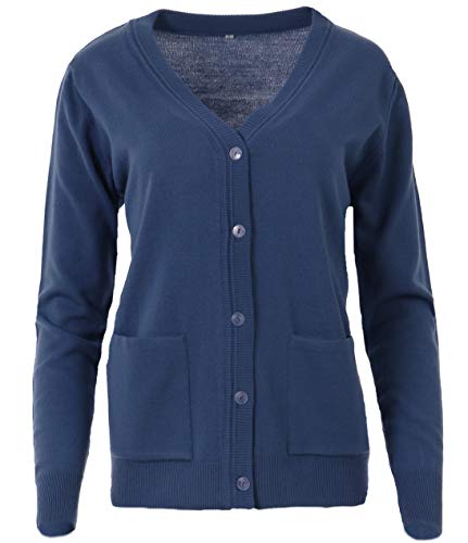 Seniorenmode24 Damen Senioren Oma Strickjacke Strickpullover mit Knöpfen kuschelig weich aus Baumwolle ideal für pflegebedürftige Omas (DE/NL/SE/PL, Numerisch, 46, 48, Regular, Regular, Jeansblau) von Seniorenmode24