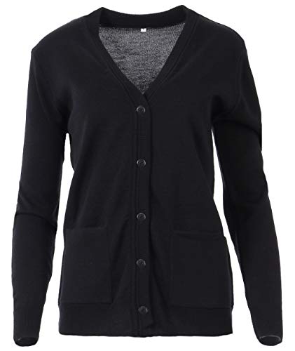 Seniorenmode24 Damen Senioren Oma Strickjacke Strickpullover mit Knöpfen kuschelig weich aus Baumwolle ideal für pflegebedürftige Omas (DE/NL/SE/PL, Numerisch, 48, 50, Regular, Regular, schwarz) von Seniorenmode24