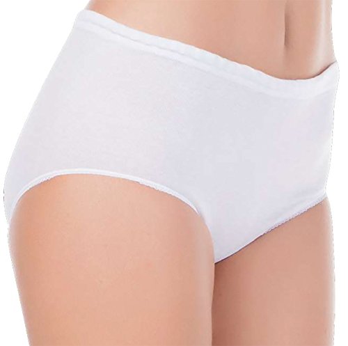 Seniorenmode24 Damen Senioren Unterhose/Unterhemd Gr. 36-38 bis 56-58 ideal für pflegebedürftige Omas einfach anzuziehen 2er,3er oder 4er Pack (3er Pack mit Elasthan Weiß, 40-42) von Seniorenmode24