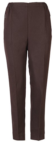 Seniorenmode24 Winter Schlupfhose meliert, komfortabler Gummibund, gerader Schnitt, Hosentaschen mit Zip (DE/NL/SE/PL, Numerisch, 42, Regular, Kurz, Dunkelbraun Uni) von Seniorenmode24