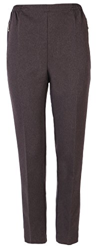 Seniorenmode24 Winter Schlupfhose meliert, komfortabler Gummibund, gerader Schnitt, Hosentaschen mit Zip (DE/NL/SE/PL, Numerisch, 42, Regular, Kurz, Dunkelbraun meliert) von Seniorenmode24