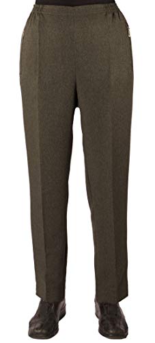 Seniorenmode24 Winter Schlupfhose meliert, komfortabler Gummibund, gerader Schnitt, Hosentaschen mit Zip (DE/NL/SE/PL, Numerisch, 42, Regular, Kurz, olivgrün meliert) von Seniorenmode24