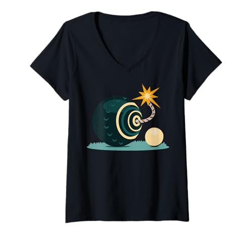 Damen Explosives Rasenschüssel-Design mit auffälliger Grafik T-Shirt mit V-Ausschnitt Damen Explosives Rasenschüssel-Design mit auffälliger Grafik T-Shirt mit V-Ausschnitt von Seniors Seeking Fun Activities - Engaging Games