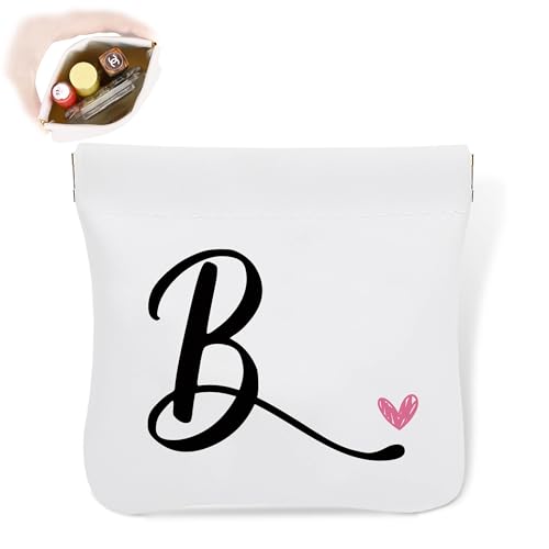 Initial B Kosmetiktasche, personalisierbar, wasserdicht, tragbar, kein Reißverschluss, selbstschließende Make-up-Tasche, Mini-Reiseaufbewahrung, Make-up-Tasche, Geschenk für Damen, Mädchen, Teenager von Senkiiv