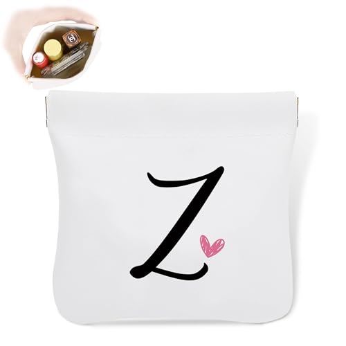 Initial Z Kosmetiktasche, personalisierbar, wasserdicht, tragbar, kein Reißverschluss, selbstschließende Make-up-Tasche, Mini-Reiseaufbewahrung, Make-up-Tasche, Geschenk für Damen, Mädchen, Teenager von Senkiiv