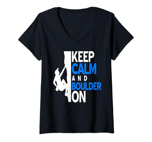Damen Bouldere hart Klettern stark Felswand Herausforderung T-Shirt mit V-Ausschnitt Damen Bouldere hart Klettern stark Felswand Herausforderung T-Shirt mit V-Ausschnitt von Senkrechter Griff Boulder Fitness Fans