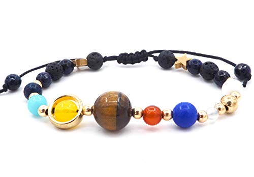 Senlinmu Galaxy Solar System Geflochtenes Armband Universum Die Neun Planeten Stern Naturstein Perlen Verstellbare Armbänder Armreifen von Senlinmu