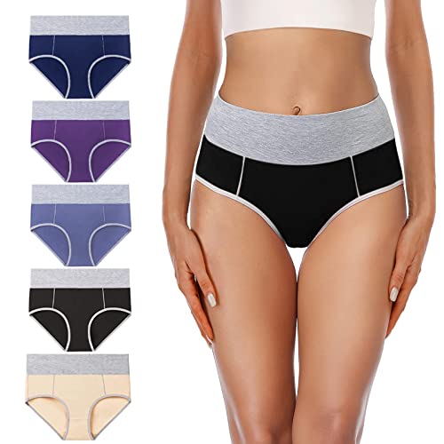 Senllori Unterhosen Damen Hohe Taille Baumwolle Unterwäsche Taillenslip Frauen Slips Mehrfarbig Größe 2XL von Senllori