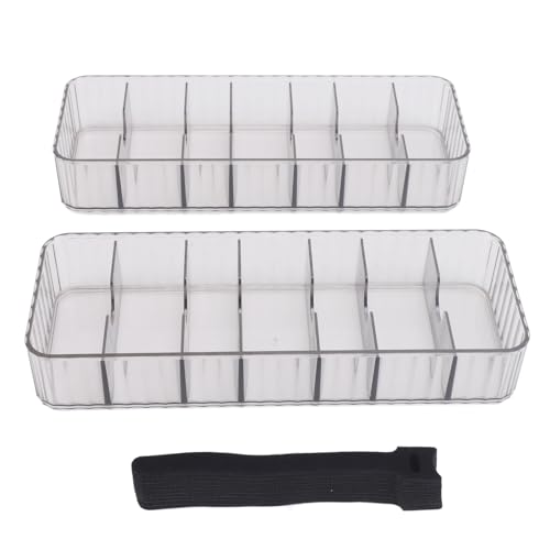 Senrusa 2-teilige Kabelmanagementbox mit 20 Kabelbindern, stapelbarer, transparenter Netzkabel-Organizer mit 7 Fächern, Elektronik-Organizer für das Büro und Zuhause von Senrusa