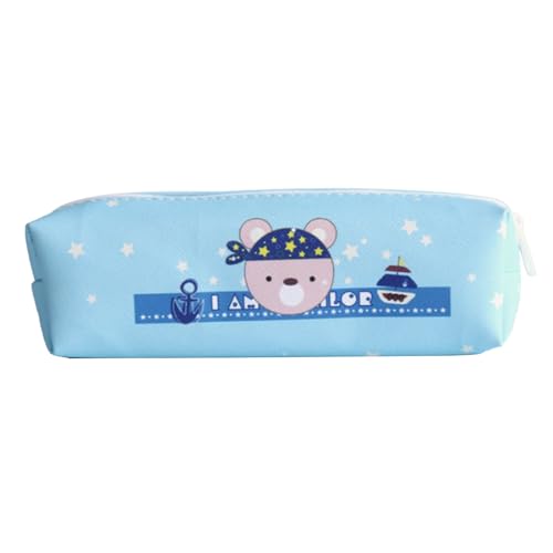 Senrusa Cartoon Bear Pencil Case Durable Canvas Pencil Bag Large Capacity Portable Pencil Pouch for School Classroom Library von Senrusa