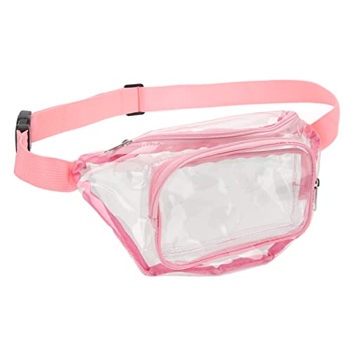 Transparente Gürteltasche aus PVC, wasserabweisend, mit Reißverschluss, Mehrzweck-Hüfttasche für Reisen (Pinkish) von Senrusa