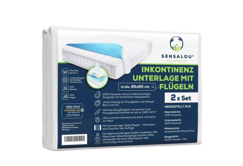 Inkontinenzauflage Inkontinenz Bettunterlage 85x90 cm 2er Set Flügel Sensalou, Matratzenschutz, wasserfest, saugstark von Sensalou
