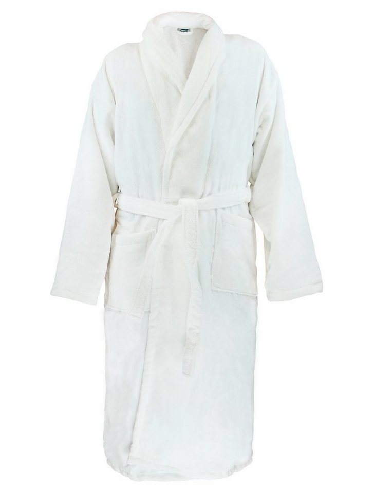Sensepura Unisex-Bademantel weiß Samt Frottee mit Schalkragen kuschelig weich, Langform, Baumwolle, Bindegürtel, Gürtel, angenehm weich auf der Haut Sensepura Unisex-Bademantel weiß Samt Frottee mit Schalkragen kuschelig weich, Langform, Baumwolle, Bindegürtel, Gürtel, angenehm weich auf der Haut von Sensepura