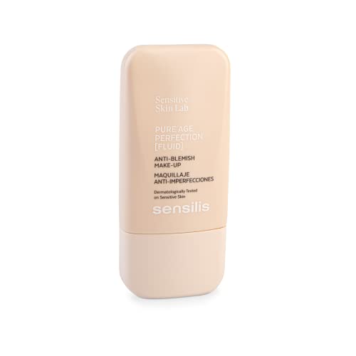 Sensilis Pure Age Perfection Make-up 8 Stunden lang anhaltend, gegen Hautunreinheiten, für fettige Haut und Akne, Farbton 01 Beige, 30 ml von Sensilis